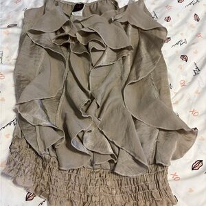 Elegant Beige Ruffled Tank top